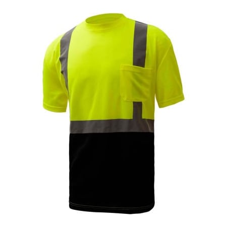 Gss Safety GSS Safety 5111, Class 2, Microfiber Birdseye Short Sleeve T-Shirt W/ Black Bottom, Lime, XL Tall 5111-XL TALL